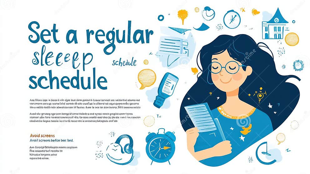 Infographic Illustrating Tips for Setting a Regular Sleep Schedule with ... Tips For Maintaining A Healthy Sleep Schedule